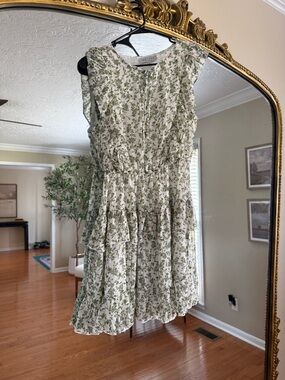 Hayden White Mini Dress with Green Floral Print